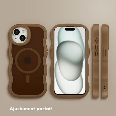 Selencia Coque arrière Wavy avec MagSafe pour Apple iPhone 15 - Mocha Brown