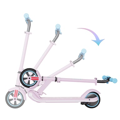 RCB Trottinette Electrique pliable Enfants 6-12 Ans, Écran LED, Lumières néons colorés, Vitesse et Hauteur Réglables, Seulement 6.65 KG, Rose
