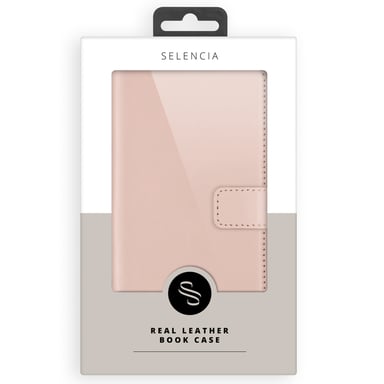 Selencia Étui portefeuille en cuir véritable pour Samsung Galaxy S25 Plus - Dusty Pink