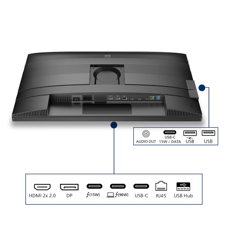 Philips 27B2U6903 Moniteur Ultra HD 27 Pouces Haut Parleur Haut Parleur 3840x2160 60 Hz 2X HDMI DisplayPort Thunderbolt 4 RJ45 hub USB - vue 6