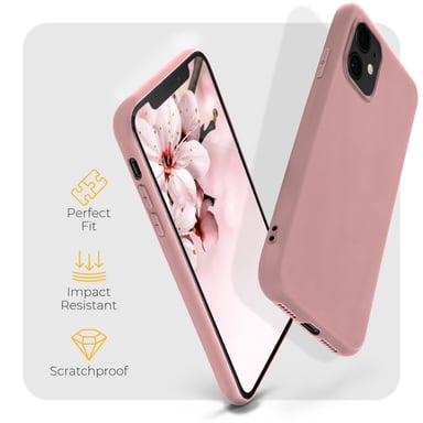 Moozy Minimalist Series Coque en silicone pour iPhone 11, Rose Beige – Finition mate fine et souple en TPU