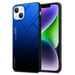 Coque pour Apple iPhone 14 en BLEU - NOIR Housse de protection Étui bicolore en silicone TPU et dos en verre trempé