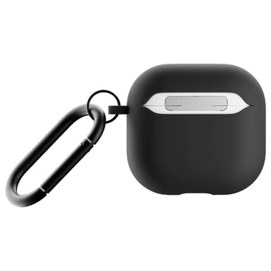 Native Union Funda de silicona para AirPods 4 con mosquetón metálico Negro