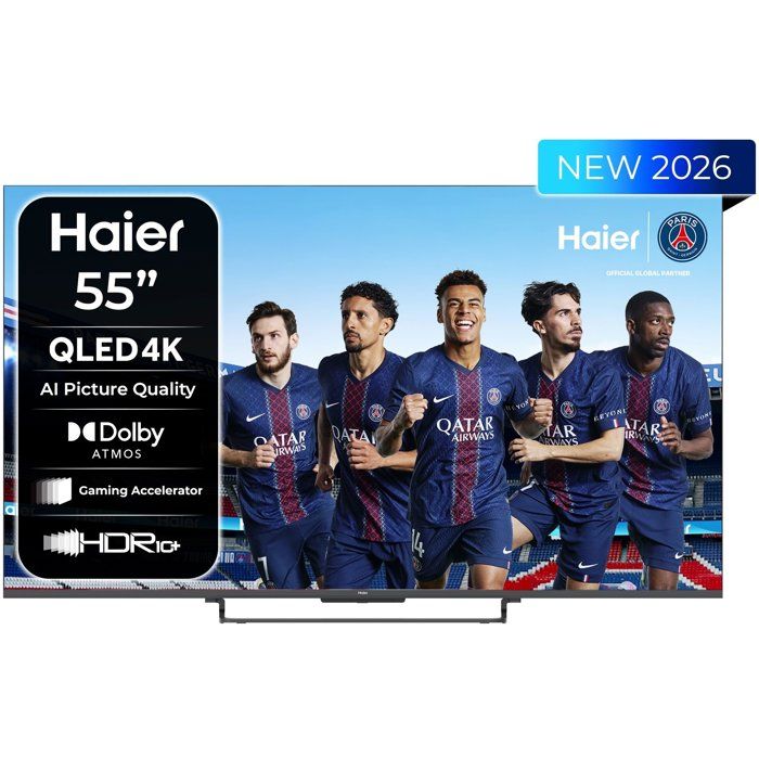 Haier H55S85GUX TV QLED 55 139 cm 4K UHD 3840x2160 HDR10+ Google TV 4xHDMI 2.1 WiFi - vue 3