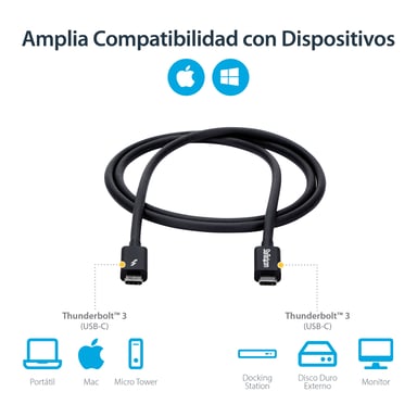 StarTech.com Cavo USB-C Thunderbolt 3 (20 Gb/s) da 1 m - Compatibile con Thunderbolt, USB e DisplayPort - M/M