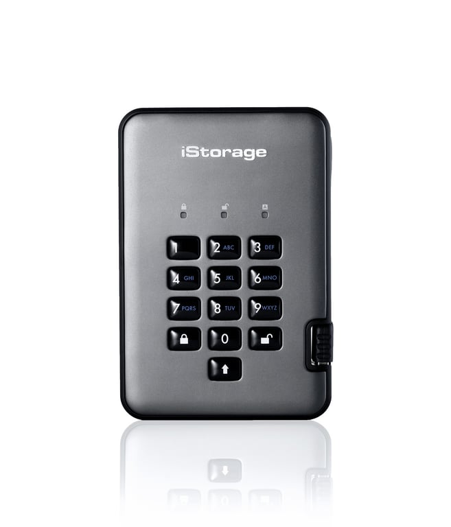 iStorage diskAshur PRO2 256 bit 5TB USB 3.2 secure encrypted hard drive IS DAP2 256 5000 C G Neuf