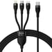 Baseus Flash Series 2 3 en 1 cable de carga rápida - USB-C a USB-C / Lightning / Micro-USB - 100 vatios - 1,5 metros - Negro