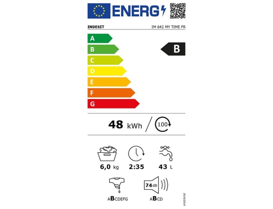 Lave-Linge Hublot INDESIT IM642MYTIMEFR1 – 6 Kg, 1200 Tr/min, Classe B - vue 5