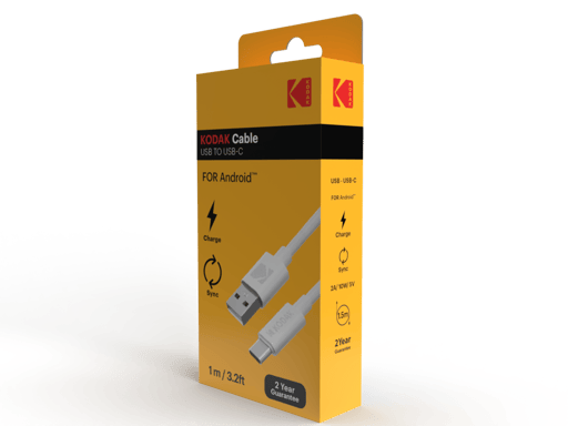 KODAK Cable USB a USB-C - Cable de carga y datos de alta velocidad, compatible con carga rápida, transferencia rápida, 1 m de longitud - Blanco.