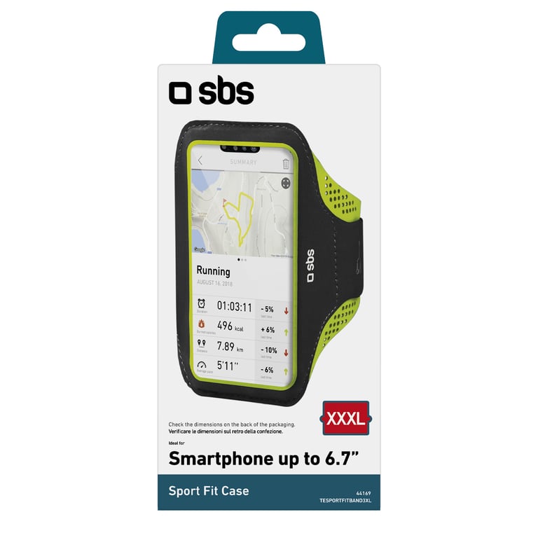 Brassard de course XXXL pour smartphones jusqu'à 6,7 avec fenêtre tactile-  SBS - SBS