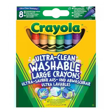 Crayons à la cire ultra lavables - 8 couleurs vives pour jeunes artistes