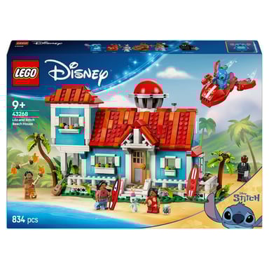 LEGO Disney 43268 Casa sulla Spiaggia Lilo & Stitch con 5 Minifigure e Accessori