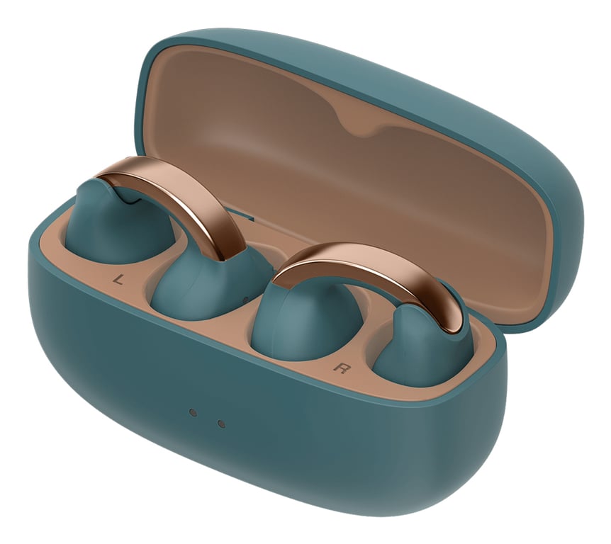 JVC HA-NP1T Casque True Wireless Stereo (TWS) Clip d'oreille Appels/Musique USB Type-C Bluetooth Bleu, Or - Neuf