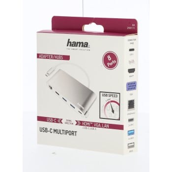 Hama 00200111 station d'accueil USB 3.2 Gen 1 (3.1 Gen 1) Type-C Argent, Blanc