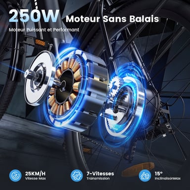 Vélo électrique urbain iScooter Ucitys, batterie 36 V 13 Ah, contrôle via application - Blanc