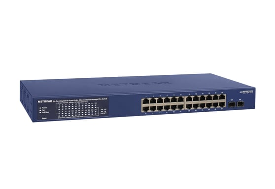 NETGEAR GS724TP-300EUS commutateur réseau Géré L2/L3/L4 Gigabit Ethernet (10/100/1000) Connexion Ethernet, supportant l'alimentation via ce port (PoE) Bleu - Neuf