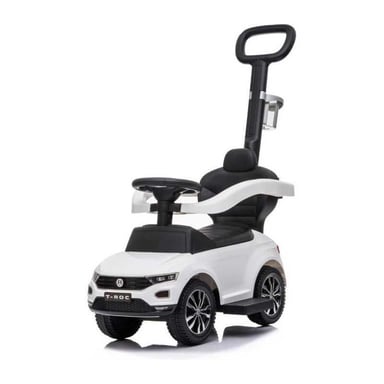 Porteur bambino 3in1 BUDDY TOYS BPC 5260 VW T-ROCK sedile imbottito, maniglia parentale regolabile, suoni al volante, bianco/nero