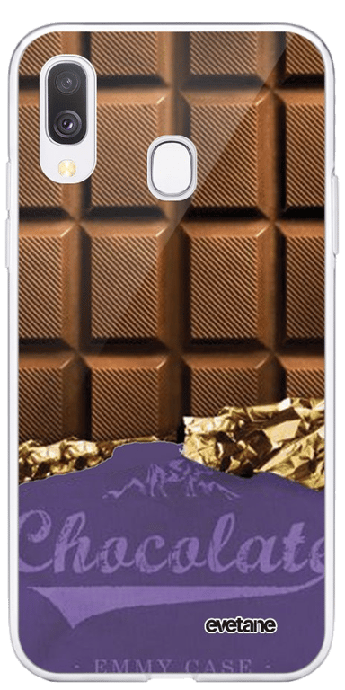 Evetane Coque Samsung Galaxy A40 silicone transparente Motif Chocolat ultra resistant