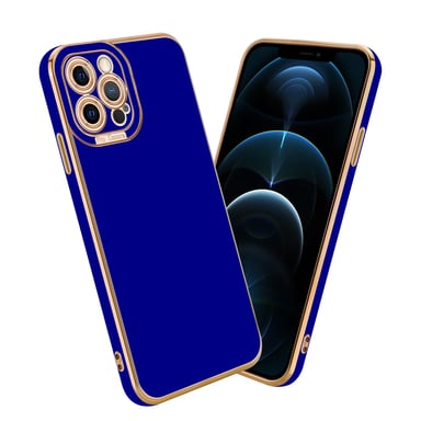 Coque pour Apple iPhone 12 PRO en Glossy Bleu - Or Rose Housse de protection Étui en silicone TPU flexible et avec protection pour appareil photo