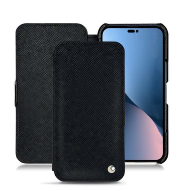 Funda de piel Apple iPhone 14 Plus - Solapa horizontal - Negro - Piel saffiano