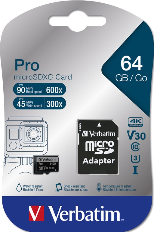 Verbatim Pro 64 Go MicroSDXC UHS Classe 10 - Neuf