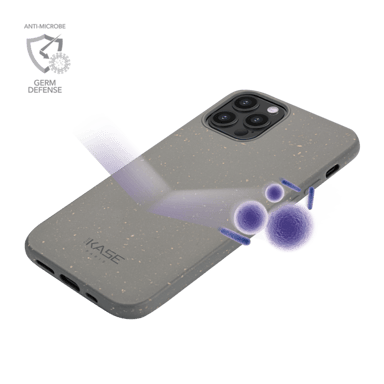 Carcasa antibacteriana vegana orgánica 100% cero residuos para Apple iPhone 12/12 Pro, gris lava