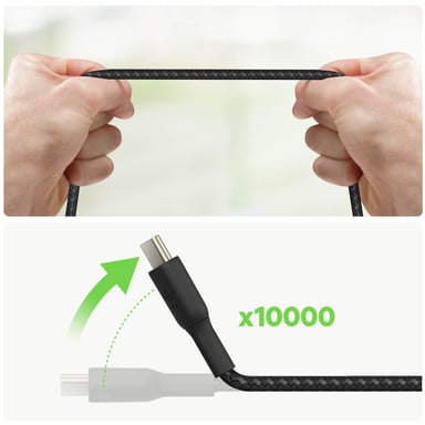 Cable trenzado USB-C Boost Charge de Belkin (cable de carga USB-C a USB-A, cable USB Type-C para Samsung, Pixel, iPad Pro, Nintendo Switch, etc.; 1 m, negro).