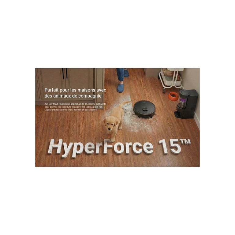 Robot aspirateur laveur LIDAR connecté avec base de vidage EZIclean AirFlow MAX - vue 3