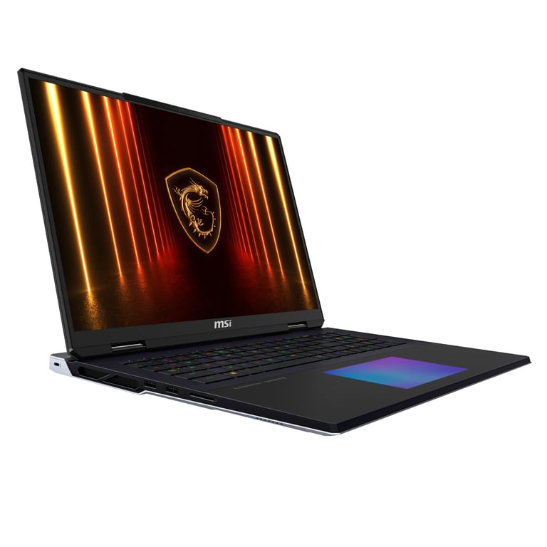 MSI Titan 18 HX AI A2XWIG-605FR Intel Core Ultra 9 285HX Ordinateur portable 45,7 cm (18 ) UHD+ 64 Go DDR5-SDRAM 6 To SSD NVIDIA GeForce RTX 5080 Wi-Fi 7 (802.11be) Windows 11 Pro Français Noir - Neuf