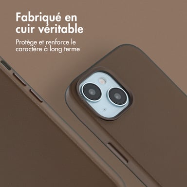 Accezz Coque arrière en cuir avec MagSafe pour Apple iPhone 15 - Marron café