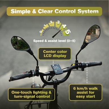 Tricycle électrique FAFREES F20 Mate II, batterie 48 V 21 Ah, freins à disque hydrauliques, paniers avant et arrière - Vert