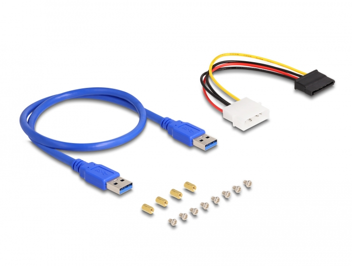 Delock Carte d'adaptation PCI Express x1 à 3 x PCIe x1, avec câble USB de 50 cm Bleu - vue 3