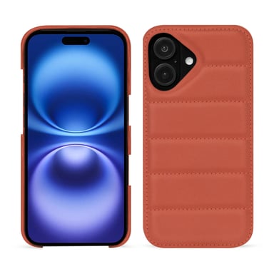 Coque matelassée Apple iPhone 16 -  - Orange - Cuir vegan