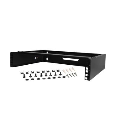 StarTech.com Rack de 2U de Pared para Equipo de Redes - 14'' de Profundidad (Perfil Bajo) - Bracket de 19 Pulgadas para Paneles de Parcheo o Servidores - Soporta 35kg - Negro