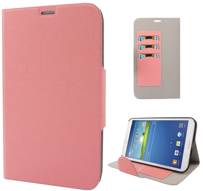 Housse Samsung Galaxy Tab 3 Sm T3100 8' Rigide Tissu Porte-Cartes Paysage Rose Faux cuir YONIS