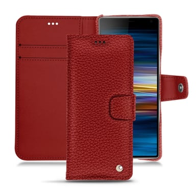 Housse cuir Sony Xperia 10 Plus - Rabat portefeuille - Rouge - Cuir grainé