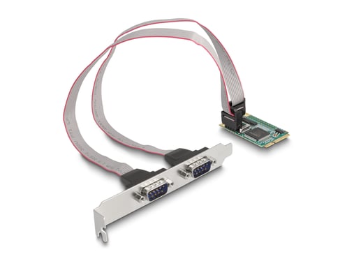 DeLOCK Tarjeta Mini PCIe de tamaño completo a 2 x Serial RS-232 D-Sub de 9 pines