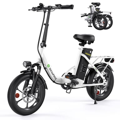 Bicicleta eléctrica isinwheel U4 para adultos, batería de 250 W, 36 V, 10,4 Ah, 16'', bicicletas eléctricas de paso bajo para adultos y adolescentes-Blanco