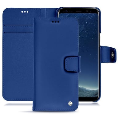 Housse cuir Samsung Galaxy S8 - Rabat portefeuille - Bleu - Cuir lisse