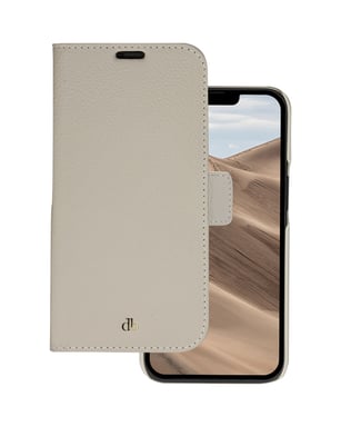 DBRAMANTE1928 Funda con cierre para Iphone 14 Plus Modelo New York en piel con tarjetero Gris