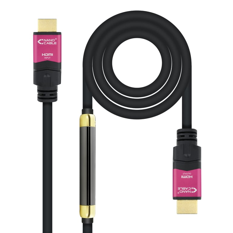 Nanocable 10.15.3725 câble HDMI 25 m HDMI Type A (Standard) Noir, Rose - Neuf