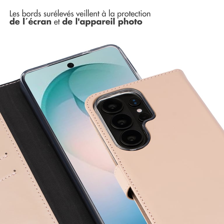 Selencia Étui portefeuille en cuir véritable pour Samsung Galaxy S26 Ultra - Dusty Pink - Neuf