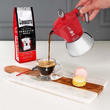 Bialetti Moka Inducción Cafetera moka 0,28 L Roja, Acero inoxidable