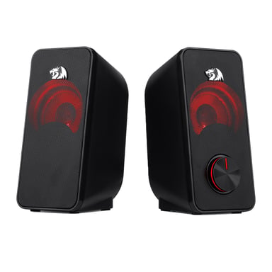 Redragon STENTOR (GS500) altoparlante stereo 2.0 per PC con retroilluminazione rossa, alimentazione USB e jack da 3,5 mm