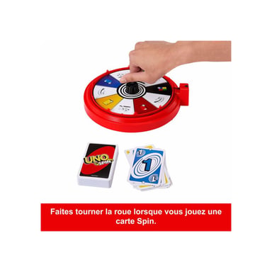 Jeu de cartes Mattel Games UNO Wizz avec spinner, 112 cartes, 2 à 10 joueurs, 7 ans et plus, multicolore