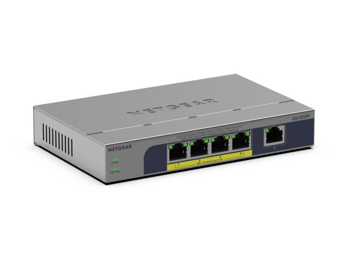 NETGEAR GS105PP Commutateur non géré 1 x 101001000 + 4 x 101001000 PoE+ de bureau fixation murale PoE+ - vue 4