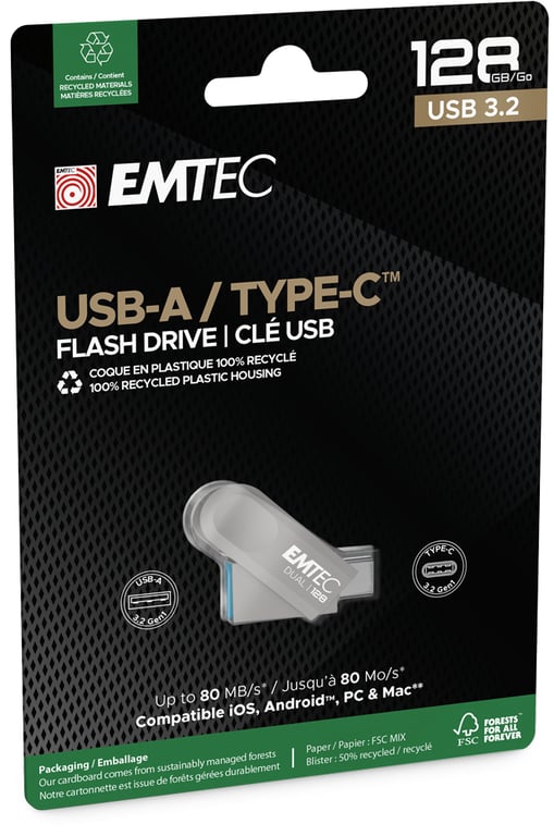 EMTEC Dual D280 Clé USB USB 3.2 Gen 1 / USB C - vue 7