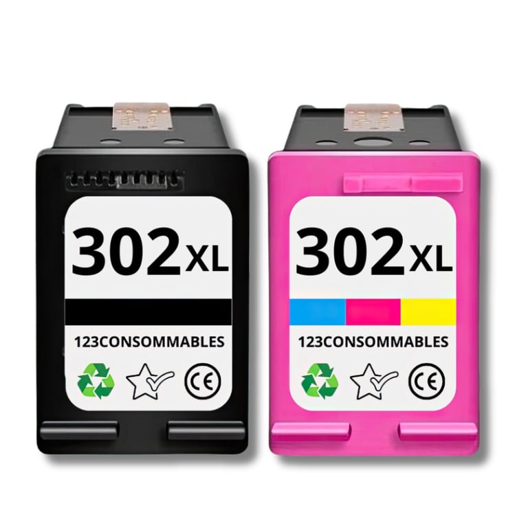 123CONSOMMABLES 302XL Pack 2 cartouches compatibles HP 302 et couleurs Neuf - vue 3