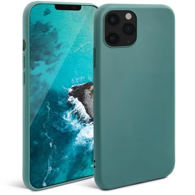 Moozy Minimalist Series Coque en silicone pour iPhone 11 Pro, bleu gris – Finition mate fine et souple en TPU