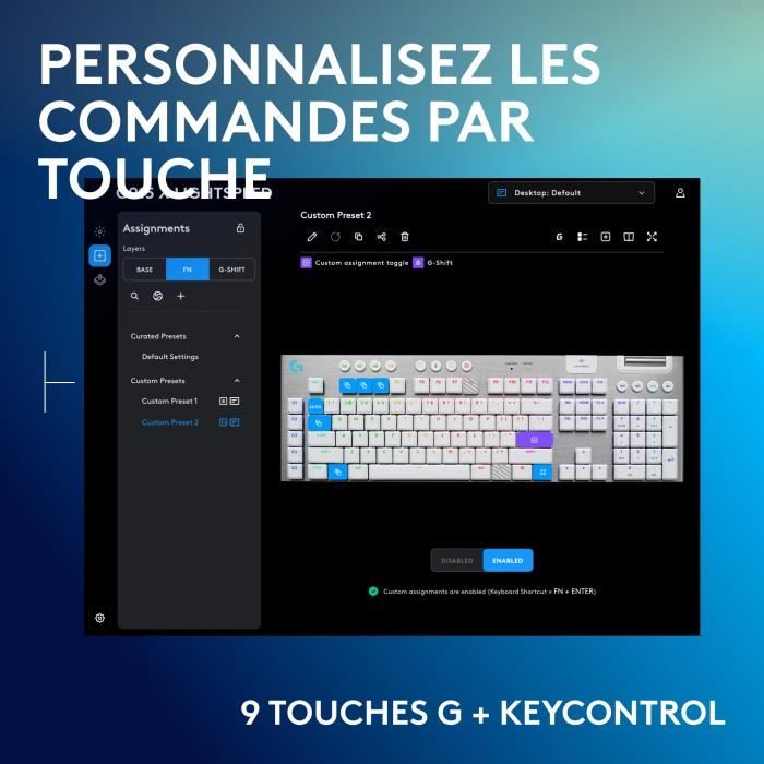 Clavier gamer Sans fil Logitech G G915 X AZERTY Mécanique - vue 7